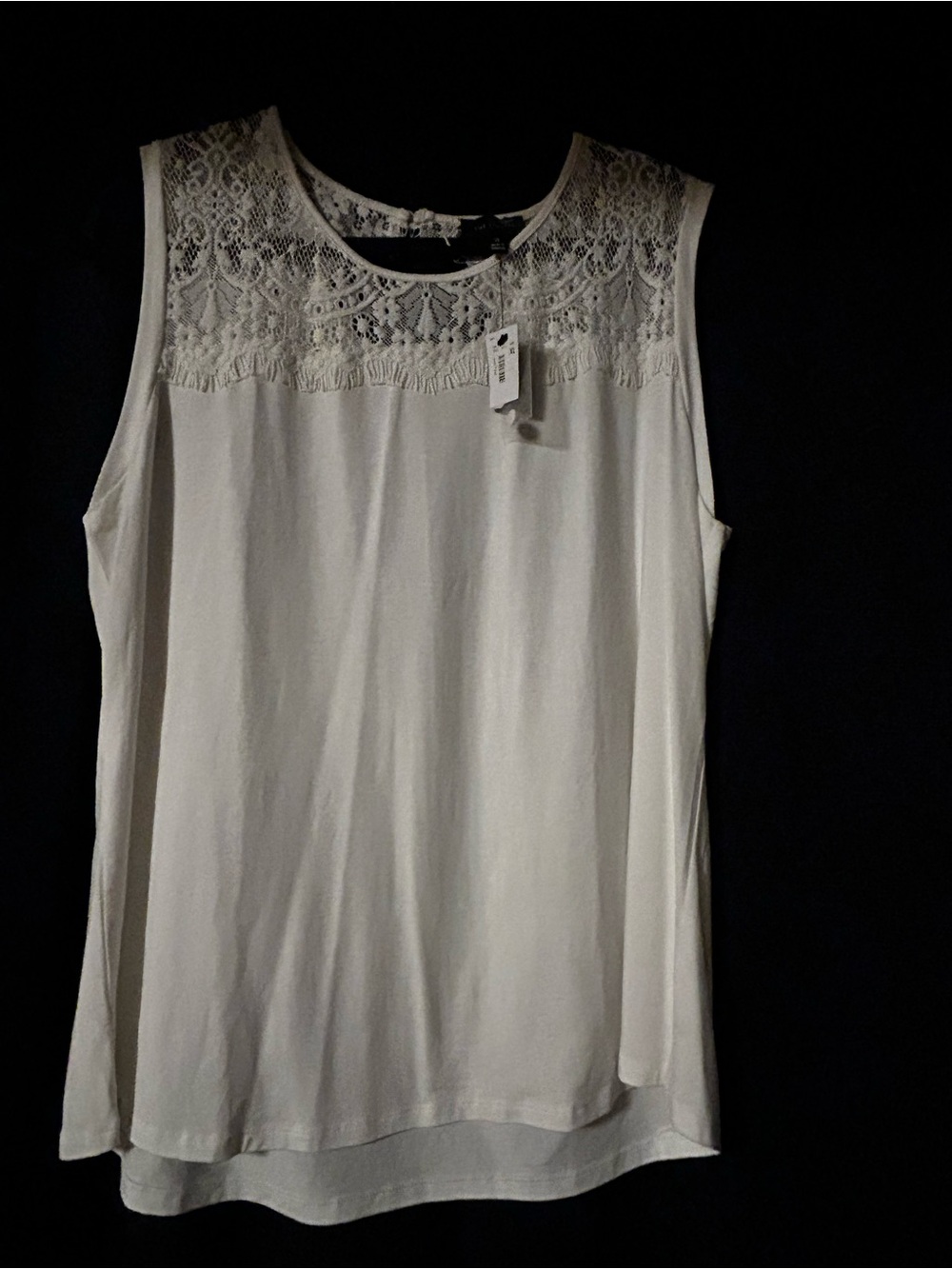 The Limited XL White Lace Yoke Sleeveless Top NWT